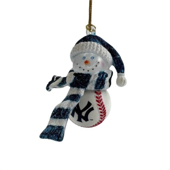 NY Yankees Snowman Baseball Ornament SC Sports MLB Christmas Glitter - Picture 1 of 9